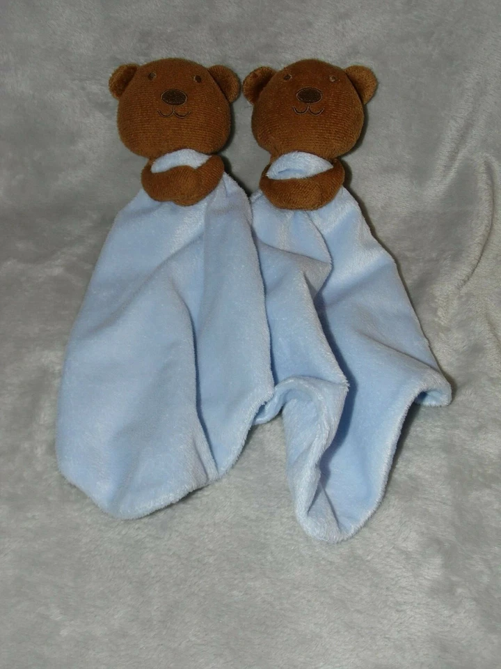 Tesco teddy comforter soft toy TWO blue bear blankie F&F - Image 2 of 4
