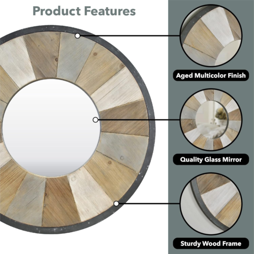 Brown Adler Mirror, Large Vintage Decor for Bedroom and Bathroom Vanity, Wood, F - Picture 5 of 6