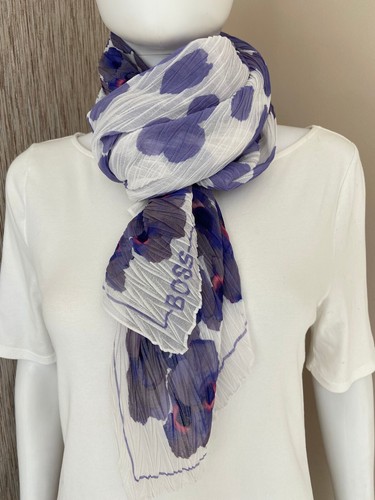 HUGO BOSS FLORAL CRINKLE CHIFFON SCARF RETAIL BNWT RARE - Picture 7 of 9