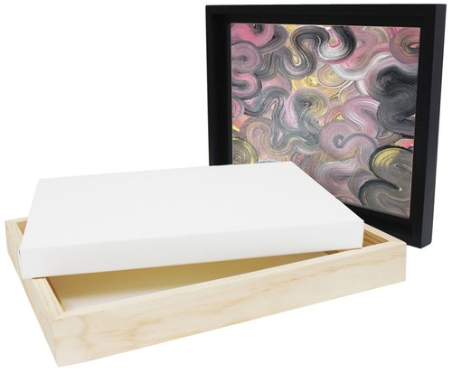 Jasart Thin Edge Artwork 24x36" Wood Floater Canvas Painting Frame Rect Natural - Picture 3 of 5