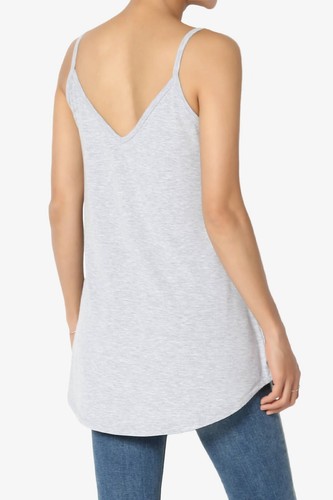 TheMogan Women's Scoop V Neck Stretch Draped Jersey Flared Camisole Tunic Top - Picture 180 of 302
