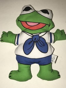 vtg 1988 the muppet babies pillow plush stuffed baby kermit the frog