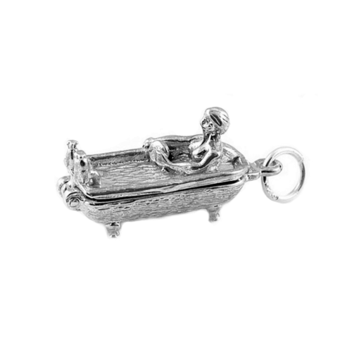 STERLING SILVER OPENING CHEEKY LADY IN BATH CHARM - Picture 2 of 3