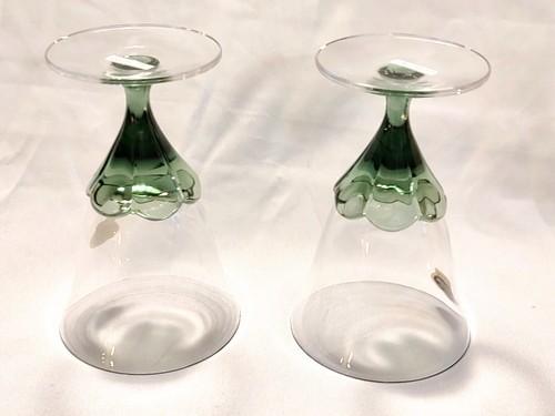 2 Imperial Glasses GREEN Blossom Juice Claret Wine 4 3/4" Barware Cocktail - Picture 5 of 8