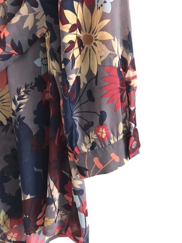 Top New York Company Floral Cuello Cuadrado Mujer Talla S Rojo Atado Atrás Mangas 3/4 - Imagen 4 de 8