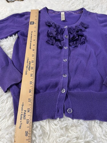 Cherokee girls cardigan Sweater Buttons size m purple Ruffles - Picture 5 of 6