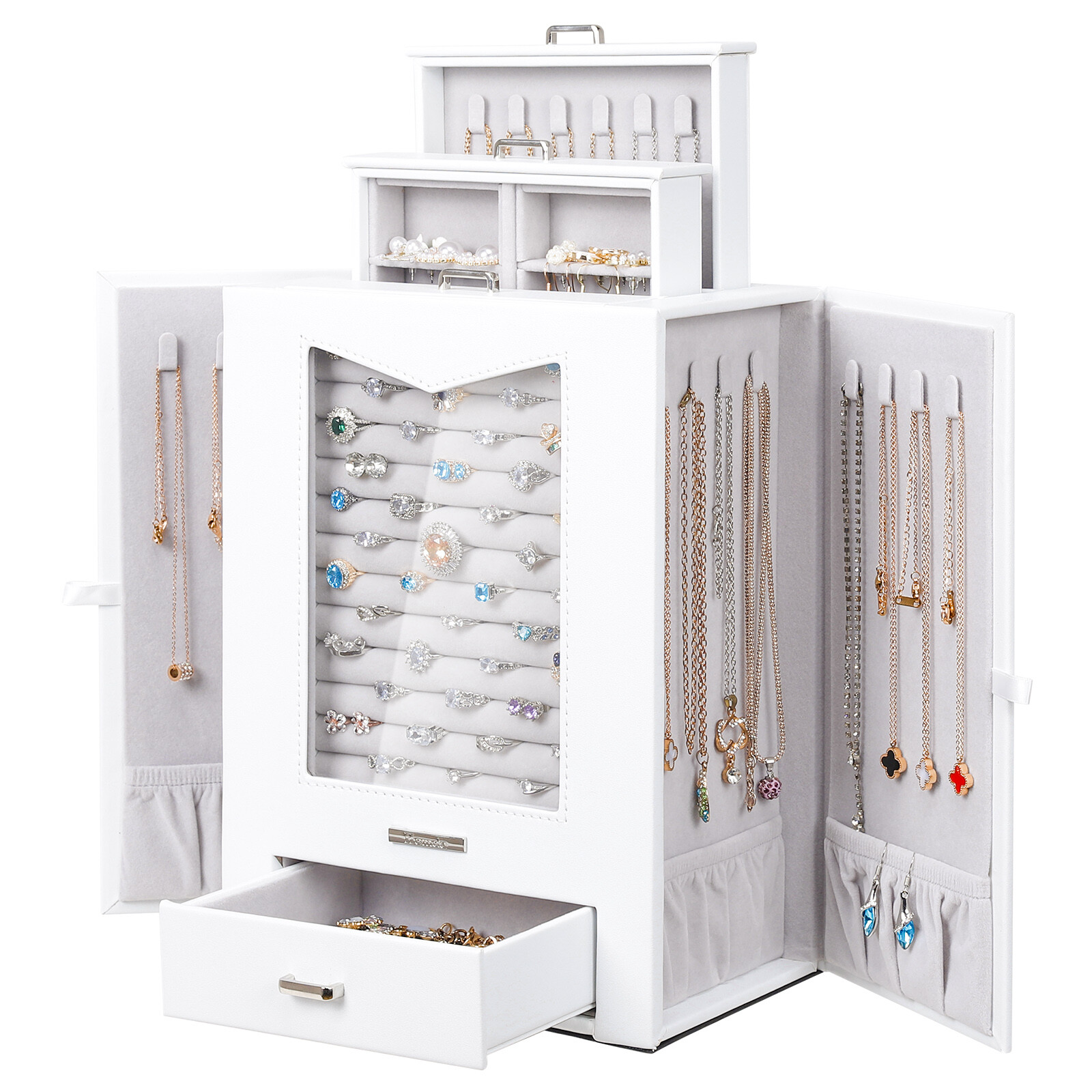 Jewelry Box/ Organizer/ Display Case for Necklaces Rings Earrings Bracelets-image