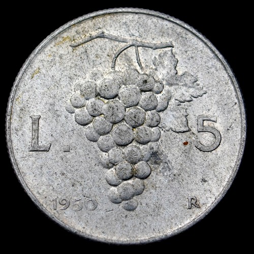 1950 Italy 5 Lire (Uva) Coin, km89 - Great Coin ๐ฎ๐น Free Shipping!!!!