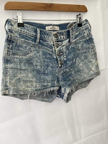 Hollister Women's Size 3 Denim Shorts Blue Acid Wash - Picture 3 of 9