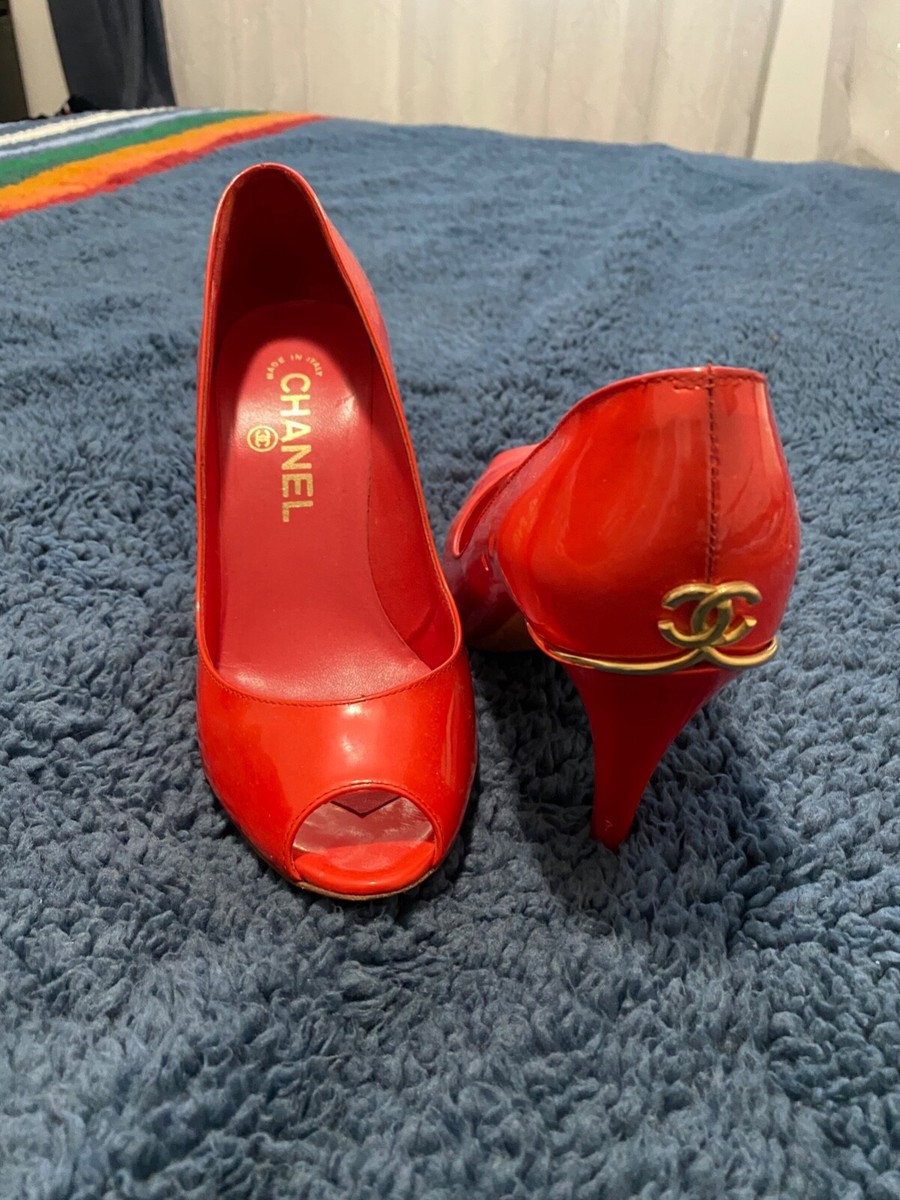 シャネル　CHANEL ハイヒール CHANEL シャネル バックストラップ パンプス レザー バイカラー