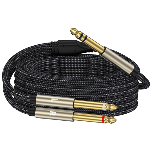 1/4 Inch TRS Stereo Y-Splitter Insert Cable, 1/4 Inch Male Jack to Dual - Picture 10 of 12