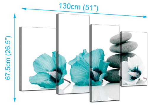 Große türkis Blume Floral Leinwand Wandbilder Bilder 130 cm Set XL 4072 - Bild 5 von 9