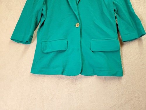 LORD & TAYLOR Blazer Jacket Womens Medium Teal Cotton Single Breasted One Button - Picture 3 of 9