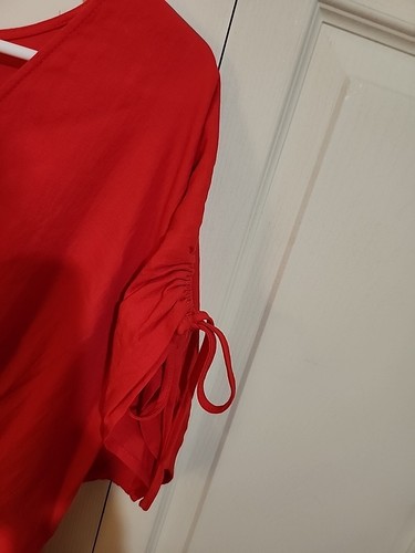 NWT Ava & Viv Women's Red Dress Size X Lightweight Cotton Smocked Waist - Picture 4 of 11