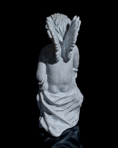 White Angel Cherub Ornament Sitting Winged Cupid Sculpture Statue 3D Print - Picture 6 of 6