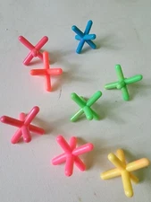 8 Vintage 1980s Neon Rubber Scatter Jacks Knucklebones Game Rare 80s Nostalgia