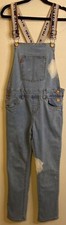 Levi Strauss Overalls Girls Size 12 Denim Bib Pants Jeans Faded Bleach Spots
