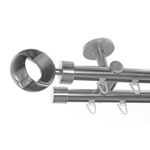 Innenlauf Gardinenstange 2 läufig Deckenmontage Edelstahl look Ø20mm Träger D40 - Bild 15 von 19