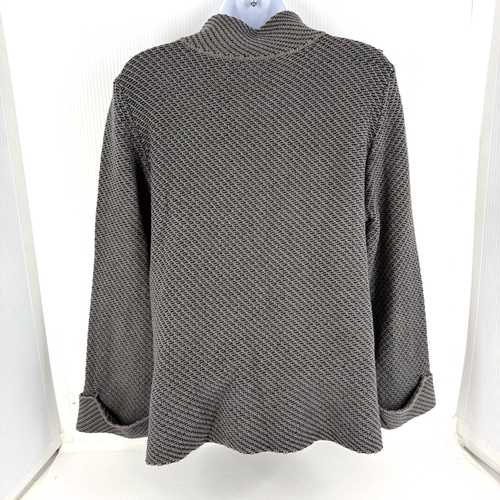 Habitat Gray Black Chunky Cotton Knit Lagenlook Swing Cardigan Sweater S NWOT - Picture 4 of 12