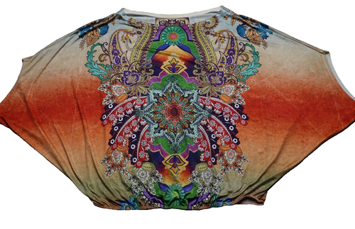 Amma Design Top Women Size Small Paisley Artsy Batwing Sleeveless Boho Oversized - Picture 2 of 10