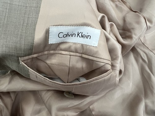 Calvin Klein Men's Size 38R Sport Coat Jacket Blazer 3-Button Beige 100% Wool - Picture 2 of 24
