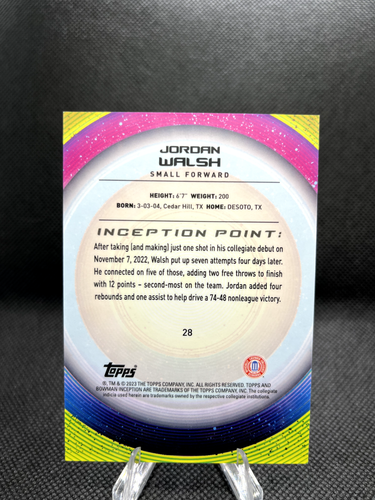 2023 Topps Bowman Inception U Basketball Jordan Walsh Aqua /199 1 initiation RC - Bild 2 von 2