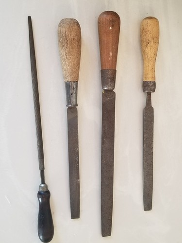 9 VINTAGE WOOD HANDLE FILES SCRAPERS CUTTERS WOODWORKING NICHOLSON GOODELL ETC