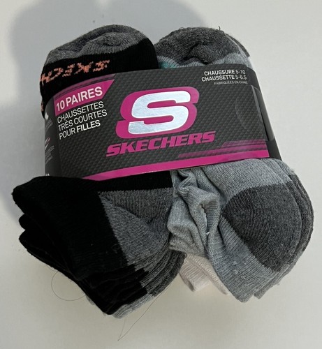 Skechers Girls' Little 10 Pack No Show Socks, Black/Multi, Sz 5-6.5 School Sale - Picture 10 of 18