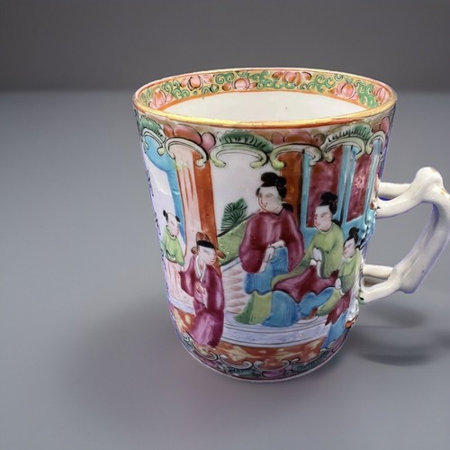 ANTIQUE CHINESE EXPORT ROSE MEDALLION PORCELAIN MUG Early 19th Cen - Picture 4 of 8