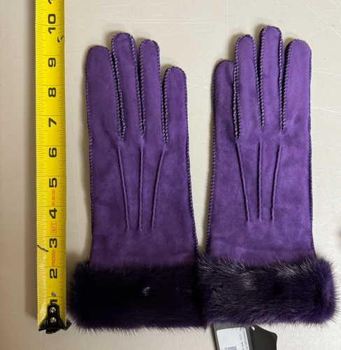 AUTHENTIC Ladies Loro Piana Purple Suede & Fur Gloves Italy - Size: Medium - Picture 5 of 8