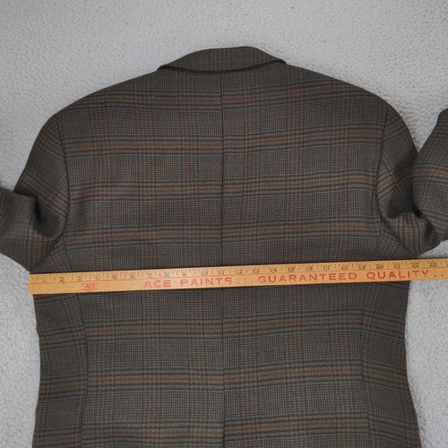 CHAPS Ralph Lauren Blazer 40R Brown Plaid 100% Wool Lined Suit Jacket Sport Coat - Picture 12 of 22