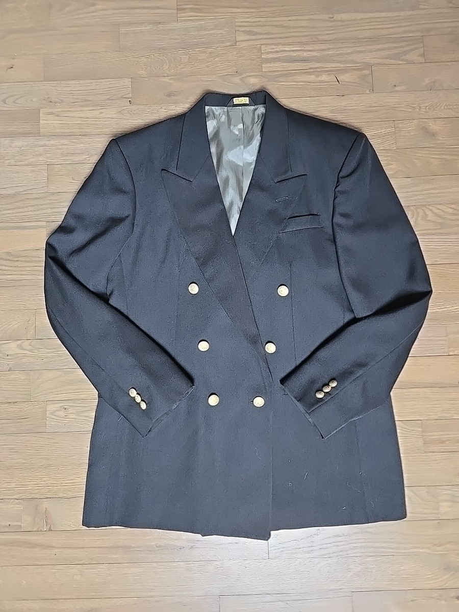 Givenchy Monsieur Vtg Blazer Sport Coat Black Gold Button Sz 42