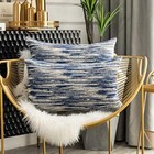 Lumbar Pillow Covers Abstract Textured Accent Decorative 12"x20" Navy Blue