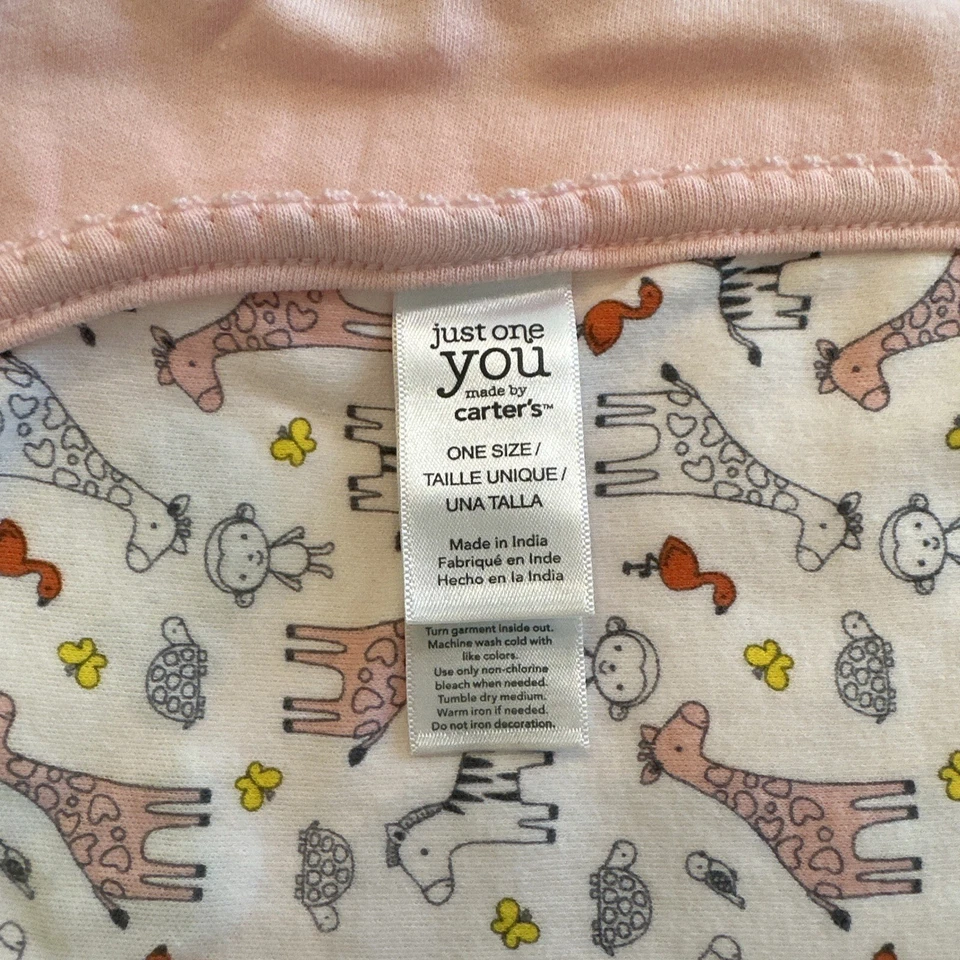 Carter's Just One You Plush Pink Baby Blanket Yellow Butterfly Giraffe Zebra - Image 2 of 4
