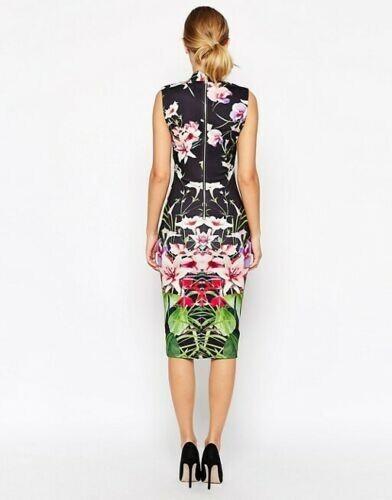 TED BAKER Jalita Mirrored Tropical Midi Dress Size 0 UK6 EUR32 US2 RRP £159 - Picture 4 of 5