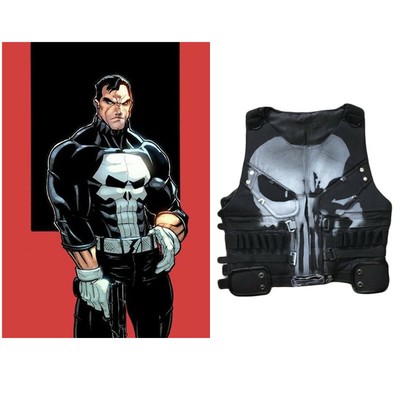 The Punisher 1 Costume Frank Castle Waistcoat Vest Cosplay Halloween Fancy Dress