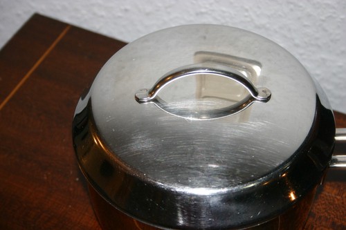 Kochtopf - Metall / Edelstahl - Stieltopf, Garkörbchen und Deckel - Höhe 8 cm - Bild 2 von 5
