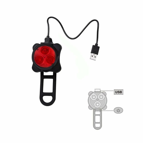 USB Rechargeable Bicycle Bike Lights IPX4 Waterproof Front Rear Tail Light Lamp - Picture 13 of 15