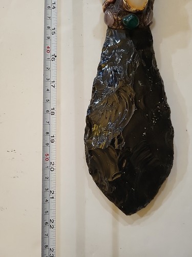 MEXICAN AZTEC MAYAN Onyx / Obsidian Stones WARRIOR AXE SHAPED HANDMADE FIGURINE - Picture 17 of 17