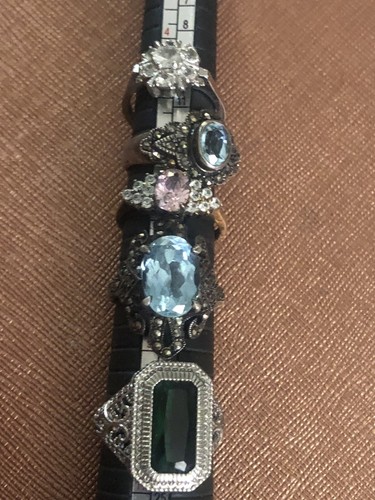 Konvolut 5 Sterling Silber 925 Mode Ringe CZ Blautopas Markasit 27,44 Gramm