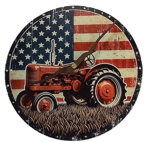 USA Farmer Round Clock Metal sign Wall Art. Ideal for Man Cave Home Decor