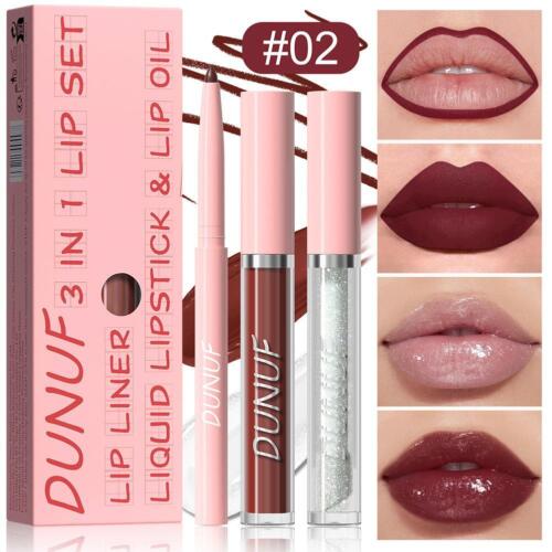 Juego de brillo de labios 3 en 1 delineador de labios y color de labios y aceite de labios color de labios 3 piezas/conjuntos B RFT - Imagen 16 de 35