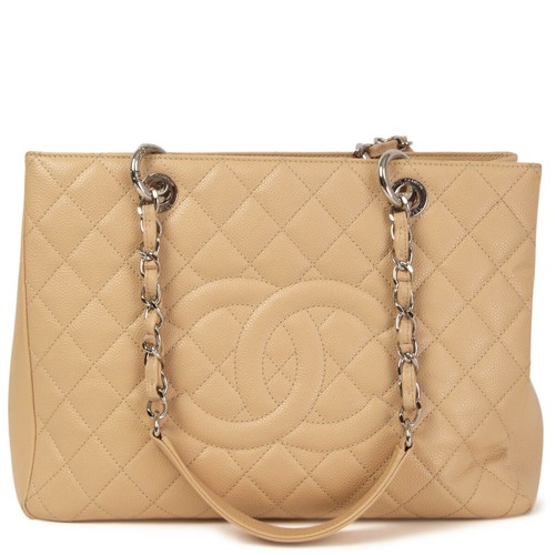 66105 auth CHANEL beige Caviar leather GRAND SHOPPING TOTE GST Bag - 第 1/9 張圖片