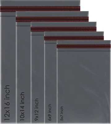 ISOUL 125 Assorted Mixed Grey Mailing Poly Postal Self Seal Bags 5 Sizes