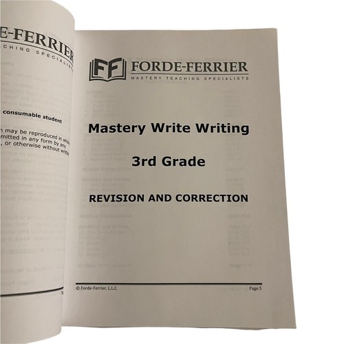 Forde-Ferrier Mastery Write Writing Editing Revision Workbook 2016 Grade 3 Tool - Picture 3 of 6