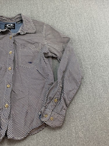 Roper Button Up 100% Cotton Top Women Size Small Blue Tan Stripe Classic Western - Picture 6 of 15