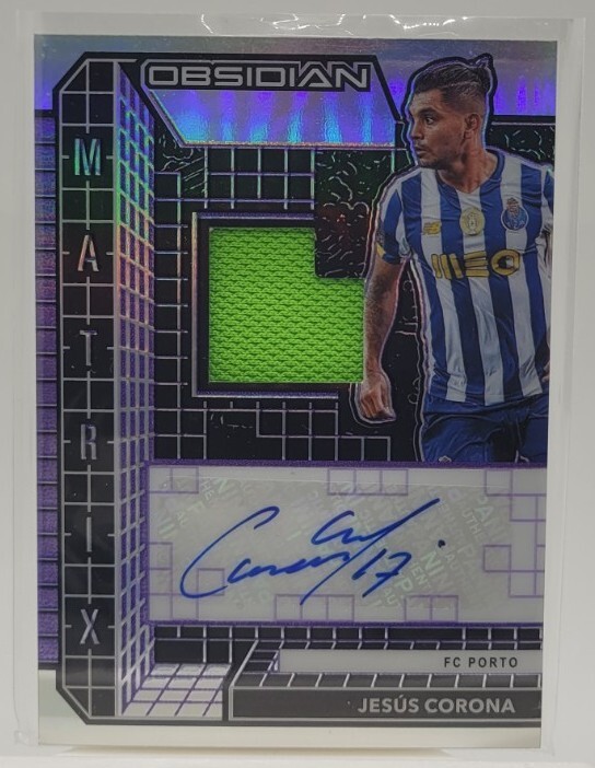 JESUS CORONA 2020-21 PANINI OBSIDIAN MATRIX PURPLE PATCH AUTO #D /75 Porto