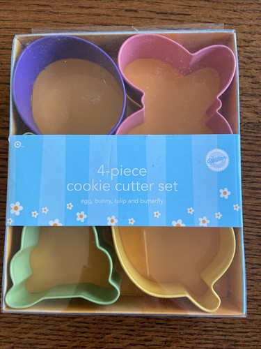 Wilton Easter Cookie Cutter Set 4 Spring Tulip Butterfly Egg Bunny + BONUS New! - Picture 2 of 3