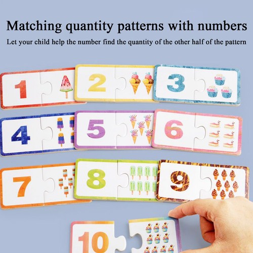 Matching Puzzle Game Wooden Toddler Educational Toy Number Matching Game Set - Picture 3 of 12