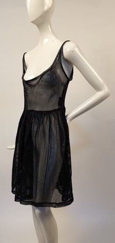 GOTHIC VINTAGE 1990’S BLACK FISHNET SHEER MINI DRESS SIZE M - Picture 2 of 5